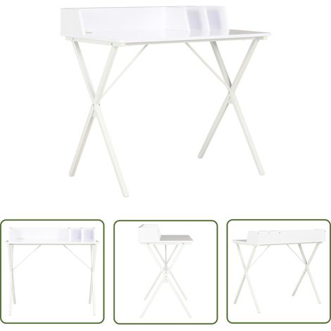 The Living Store Bureau Blanc 80x50x84 cm - Bureau D'angle - Bureau Blanc - Bureau Compact - Bureau Ergonomique - Meuble De Bureau (1/5)