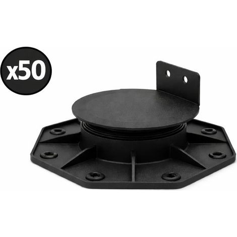 50 Stück Stelzlager höhenverstellbar 18-30 mm - Terrassenlager für Holz, WPC & Verbunddielen - Kunststoff Unterkonstruktion Terrassenbau - Schwarz