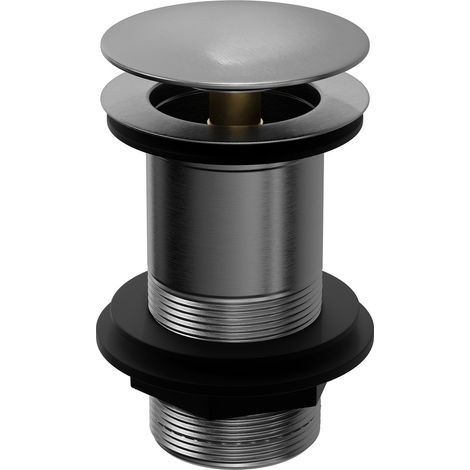 Colore Round Gunmetal Grey Moon Cap Unslotted Click Clack Basin Waste (1/5)