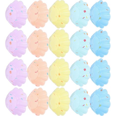 20er-Set kleine Kuchenförmchen, wiederverwendbare, leicht zu reinigende Silikon-Mini-Cupcake-Förmchen, 10 Blütenblatt-Set (1/5)