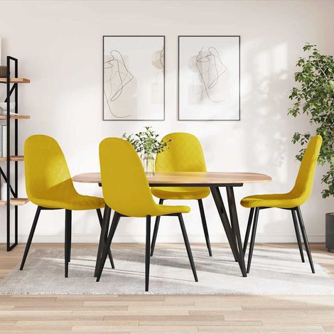 vidaXL Chaises à manger lot de 4 Jaune moutarde Velours (1/5)