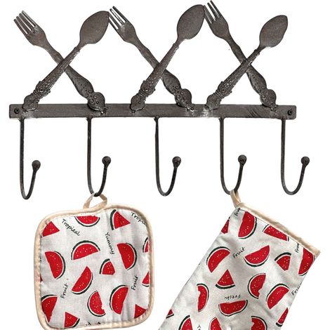 DanDiBo Handtuchhaken Handtuchleiste 96253 Handtuchhalter Küche Metall Hakenleiste Vintage Garderobenleiste Kleiderhakenleiste