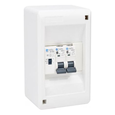 Coffret chauffe-eau pré-câblé 4 modules – 1 disjoncteur 2A + 1 disjoncteur 20A + contacteur jour/nuit – Installation en saillie – Nalto (1/4)