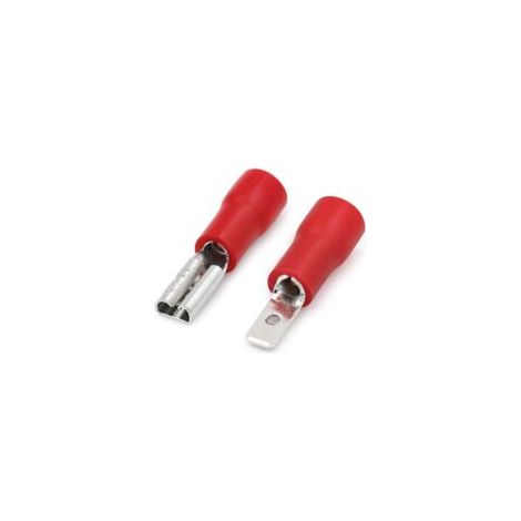 Connettori a sgancio rapido maschio/femmina con isolamento in vinile, FDD+MDD1.25-110, capocorda per cavi da 2,8 x 0,5 mm, per cavi da 0,5-1,5 mm² (22-16 AWG), rossi, confezione da 100 - Crezuo
