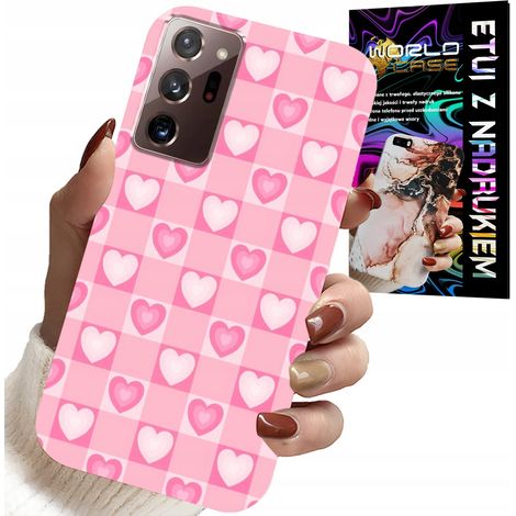 Schutzhülle für Samsung Note 20 Ultra – Rosa karierte Hülle mit Herzchenmuster + Folie (1/5)