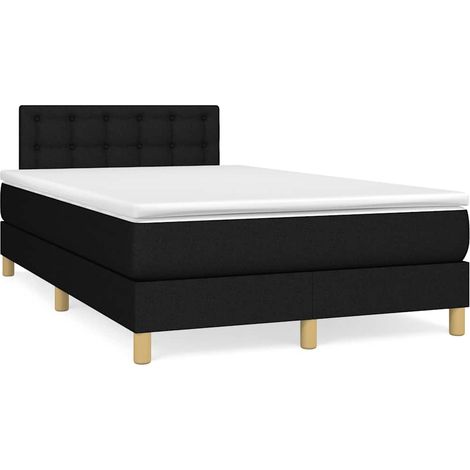 vidaXL Sommier à lattes de lit matelas et LED noir 120x190 cm tissu (1/5)