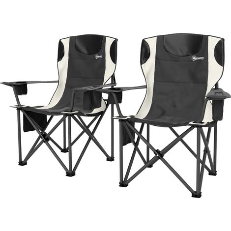 Chaise de Camping Pliante 250kg XXL Chaise Pliante Ergonomique avec Support Lombaire Réglable & Sac Isotherme & Accoudoirs, Dossier Haut Rembourré pour Jardin Pêche Plage Festival Extérieur