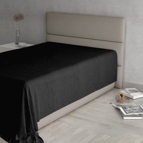 MAX COLOR Lenzuolo sopra, 100% Cotone, Tinta unita, Nero, Piazza e mezza 180x300cm (1/4)