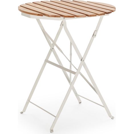 Klappbarer Gartentisch Ambar aus Holz und weißem Metall