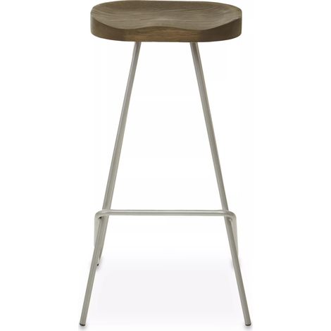 Interiors by Premier Silver Metal Frame Bar Stool, Sleek Kitchen Stool with Footrest, Contemporary Stool for Bar Counter (1/5)