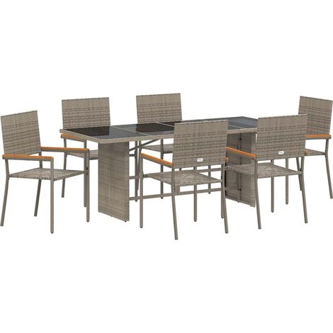 Maison Exclusive - Garten Essgruppe 7 pcs Grau Poly-Rattan