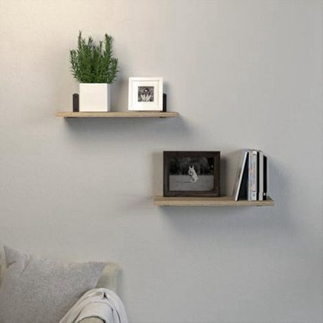 Étagère Flottante - Bois Naturel - 42 x 14 x 1,5 cm - Pour Salle De Bain Salon Chambre Cuisine - 1 Pièce (1/5)
