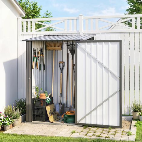 Caseta de Jardín Metálica 0,92 m² 100x103x160cm con 1 Puerta y Cerradura para Almacenamiento de Herramientas Gris Oscuro (1/5)