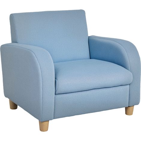 Children's Armchairs Toddler Chair Wood Frame Anti-Slip Legs High Back Bedroom Playroom Furniture Blue (1/5)