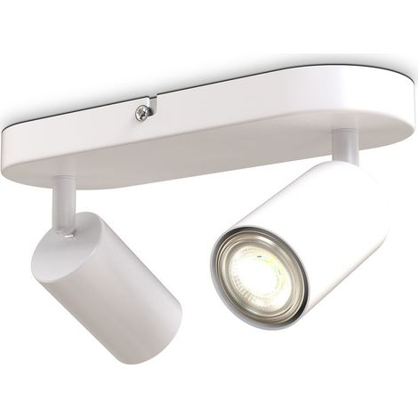 B.K.Licht I plafonnier spots I 2 spots pivotants & orientables I GU10 I blanc mat I livré sans ampoules