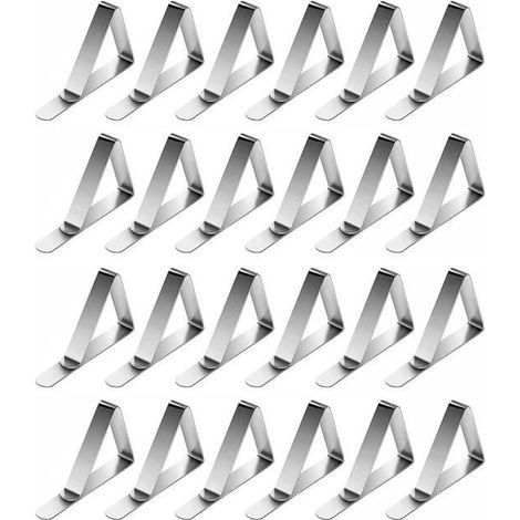(triangles-blanc argenté)24 Pièces Pinces à Nappe Exterieur, Clips Nappe de Table Lnox, Ne Glisse Pas et Tombe Pas, Bien pour Les Jours de Vent (1/4)