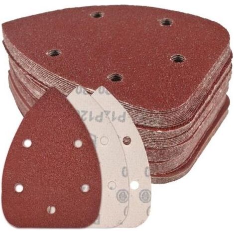 Lot de 55 feuilles de papier de verre 5 trous pour ponceuse à souris, grain 40, 80, 120, 180, 240, pour ponçage et polissage (1/5)