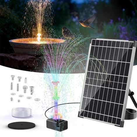 POPOSOAP 12W Solar Teichpumpe mit 4200 mAh Akku, LED-Licht & Fernbedienung, Solarbrunnen für Vogelbad, Teich & Wasserfeature