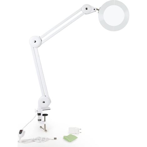 Lampe loupe LED avec pince de table, 5x loupe, 3000-6500K, intensité lumineuse variable (1/5)