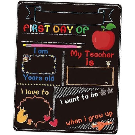 Décorations pour la maison et la maternelle : tableau noir double face pour le premier et le dernier jour d'école-Style B (1/5)