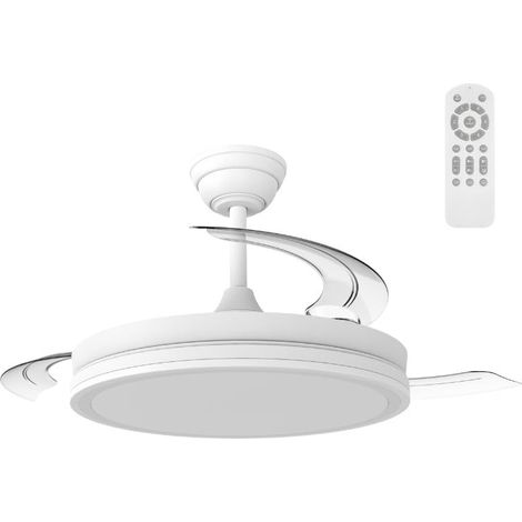 Ventilateur de plafond avec pales rétractables, mode lumière nuit, ventilateur silencieux avec lumière LED 48 W, moteur DC 6 vitesses, réglable, télécommande, Ø106 (1/5)