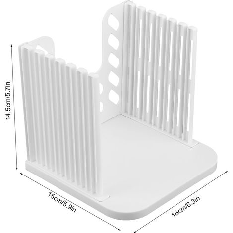 Cortador de pan plegable de ABS blanco (16 x 15 x 14,5 cm) – guía para cortar rebanadas gruesas de pan tostado (1/5)