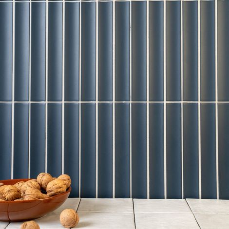 Carrelage mural intérieur en relief mat bleu 11,5x23 cm Jaipur Aegean Blue (1/2)