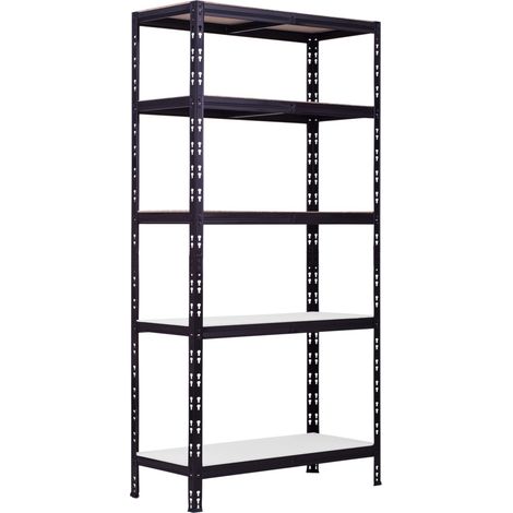 Schwerlastregal Stahl 180x90x40cm 5 HolzbÃ¶den 600kg schwarz Regal Mehrzweckregal