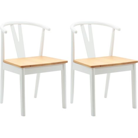 Maison Exclusive - Sedia da pranzo 2 pz Legno di gomma solido Bianco e Naturale (1/5)