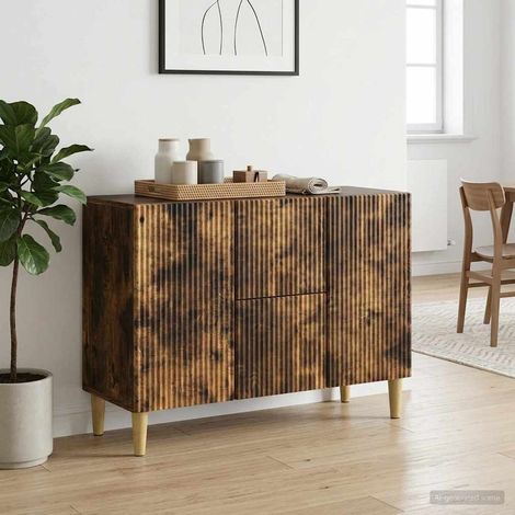Buffet en bois d’ingénierie effet chêne fumé avec rangements 89 x 34,5 x 60 cm - PANGIVO (1/5)