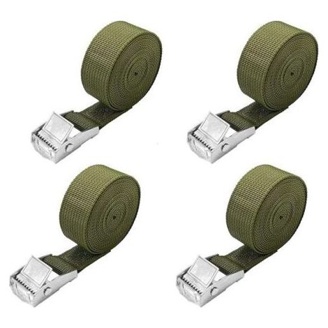 BUNTHAUS PA Sangles d'arrimage de 5 m - Lot de 4 Courte Sangle a Cliquet avec Boucle de Serrage 25mm 100kg Sangle Porte Velo, Sangle Moto Extrêmement Robustes (1/4)