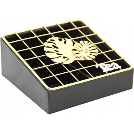 Tetera negra con tapa decorativa, organizador de té (1/5)