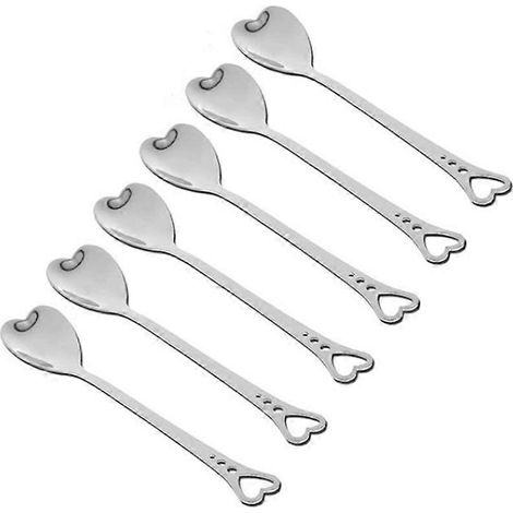 Lot de 6 pièces inox heart forme mélange cuillères cuillère à thé dinnerware (1/5)