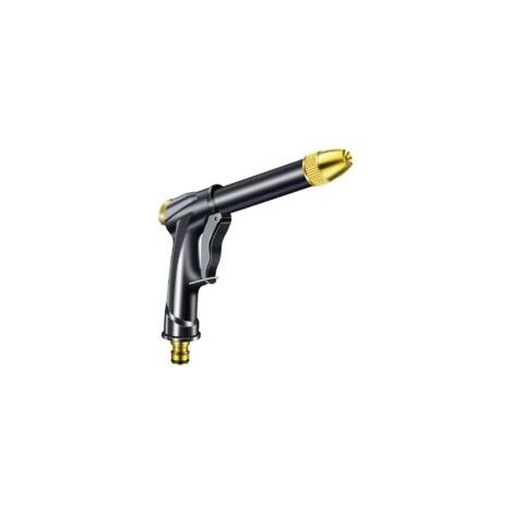 Pistolet à eau haute pression en laiton robuste avec buse pivotante et débit réglable pour le jardinage, le lavage de voiture, l'arrosage et le nettoyage des plantes. Couleur : noir. (1/5)