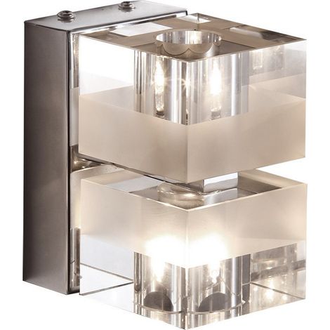 Suspension Italux Cubric moderne chromée verre 2xG4 20 cm