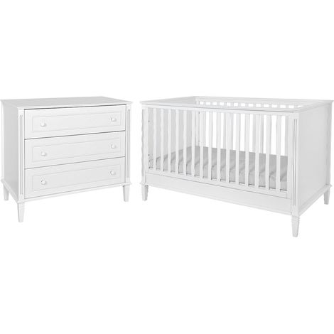 Lit évolutif 70x140 et commode 3 tiroirs Novelies Bianka Blanc (1/5)
