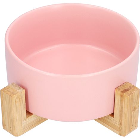 Bol à Fruits - Céramique - 15,5 x 7 cm - Hauteur Totale 9 cm - Avec Cadre en Bambou - Pour Salade, Pâtes, Ramen - 1 Pièce