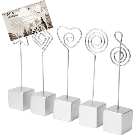 Lot de 5 porte-cartes avec images, notes adhésives, étiquettes de numéro de bureau, articles de papeterie de bureau, blancs.
