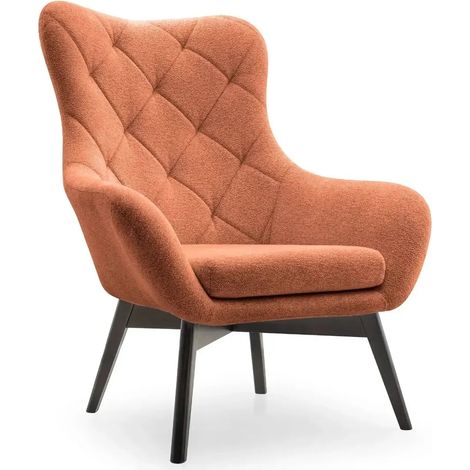 MILO - Fauteuil en tissu chiné - Terracotta