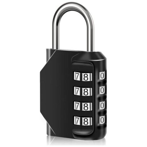 Wasserdichtes 4-stelliges Kettenschloss mit Zahlencode, Zahlenschloss aus Zinklegierung für Türen, Werkzeugkästen, Schulen, Turnhallen, Zäune und Autoboxen (1/4)