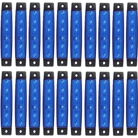 LED-Seitenmarkierungsleuchten, 6 LEDs, 2835 SMD, Positionsleuchten für LKW, Anhänger, Wohnmobil, Pickup, Traktor, SUV, Boot, 12 V DC, stoßfest (20 Stück, blau) - Crezuo (1/4)