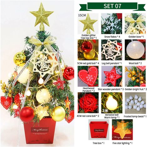 Sapin de Noel Artificiel avec Lumineux LED 50cm Mini Arbre de Noel de Table Petit Sapin de Noel avec Socle pour maison et bureau G (1/5)