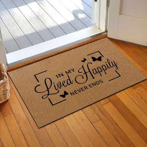 Welcome Mat - Artificial Coir Doormat - Outdoor Entrance Front Porch Patio Indoor Use - 70x45x1.3 Cm - Brown - 1 Piece (1/5)