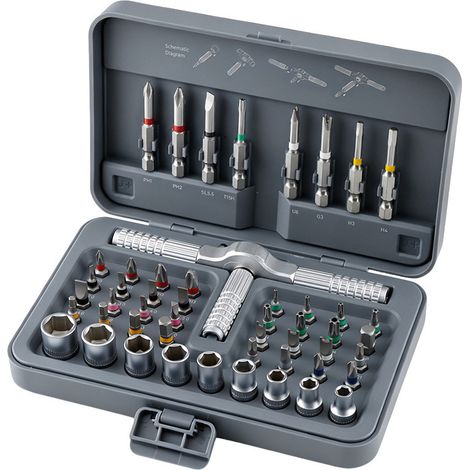 Coffret de 54 tournevis à cliquet de type T, kit de réparation de téléphones portables, coffret d'outils de bricolage pour la maison (1/5)