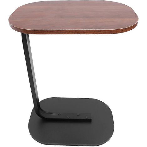 Table d'appoint en forme de C, table basse autoportante, noyer noir (1/5)