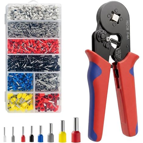 Pince à Sertir avec 1800 Cosses Electriques a Sertir 0.25-10mm² (1/4)