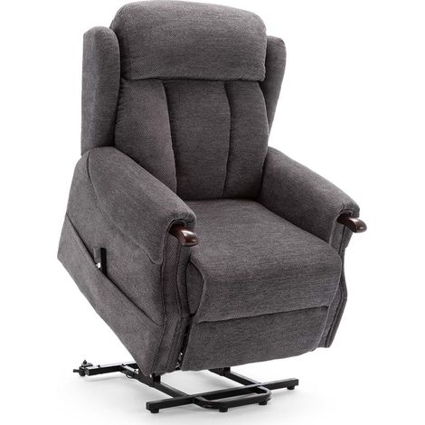 HALTON ELECTRIC FABRIC SINGLE MOTOR RISER RECLINER LIFT MOBILITY TILT CHAIR Charcoal (1/5)