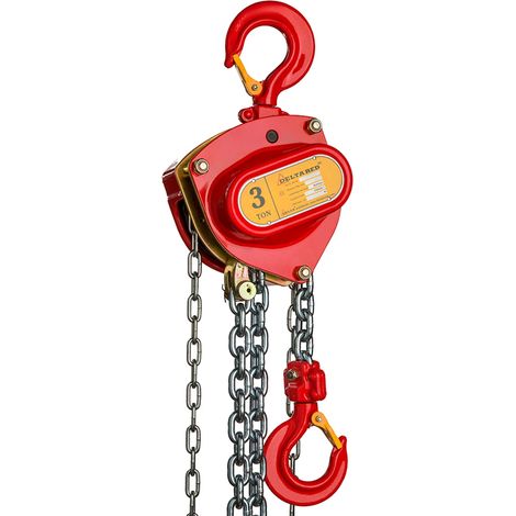 Delta Rot Premium Stirnradkettenzug Tragkraft 3,0t Länge 3,0m 1-Strang - 1,5x schneller (1/5)