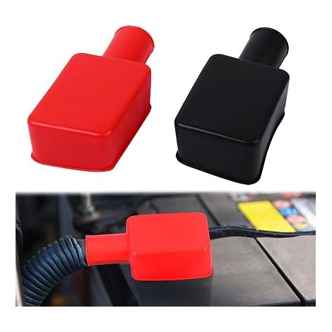 Bornes de Batterie Couvre Capuchon Battery Terminal Caoutchouc Bornes Bouchon Protecteur Borne de Batterie Couvercle Isolant pour Voitures Camions Moto (1/5)