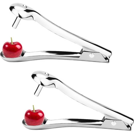 2pcs Dénoyauteur de Cerises, Acier Inoxydable, Ergonomique, Outil Cuisine, Pour Cerise Aubépine Jujube (1/5)